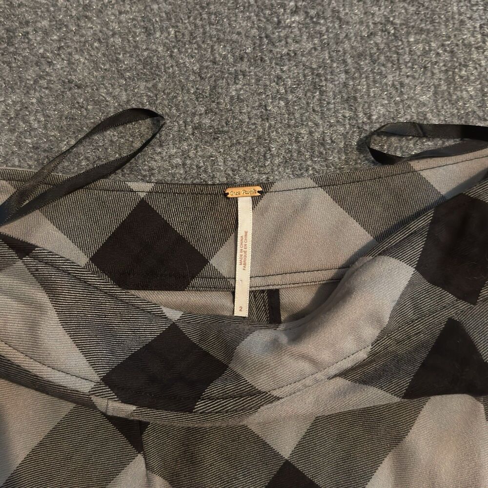 Free People Skirt Academia Preppy Geometric Precision Plaid Pencil Gray Size 2 - Picture 4 of 8